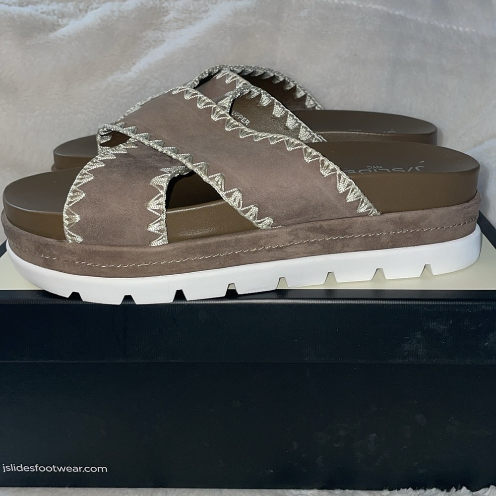 NWT J/SLIDES BOO Khaki Suede Sandal - Picture 10 of 14